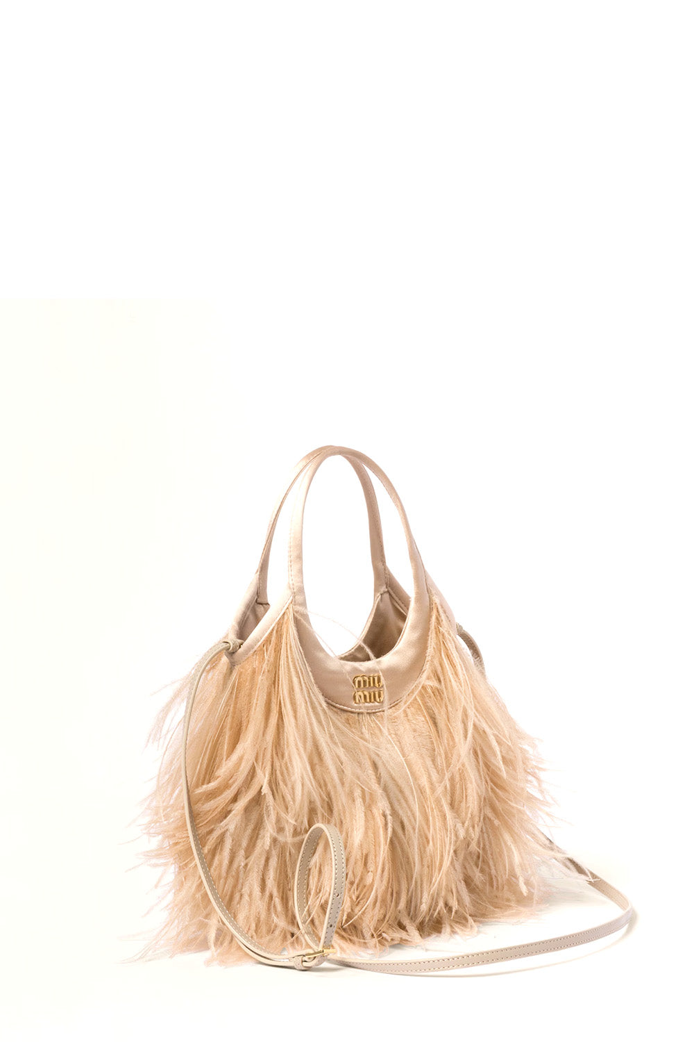 Satin Handbag With Feathers