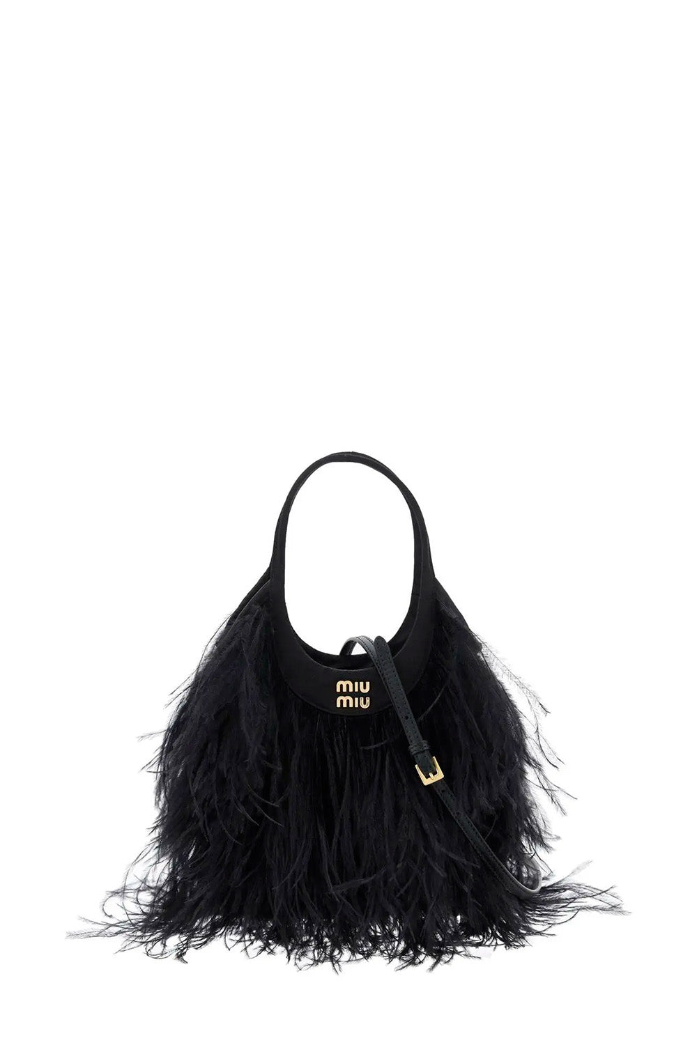 Satin Handbag With Feathers