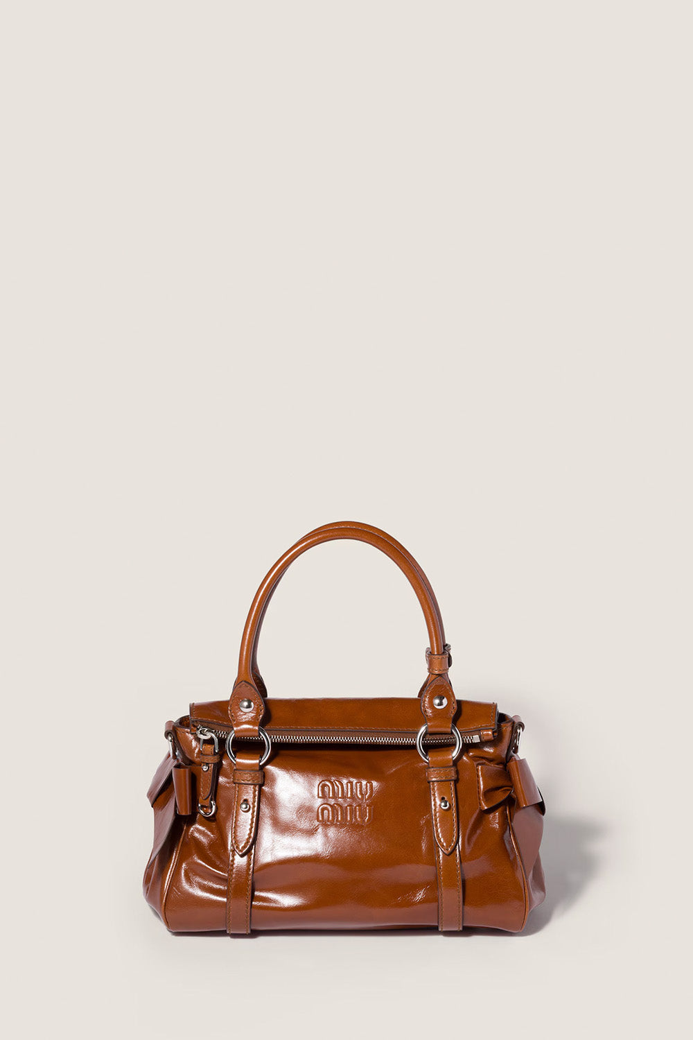 Shiny Leather Top-Handle Bag