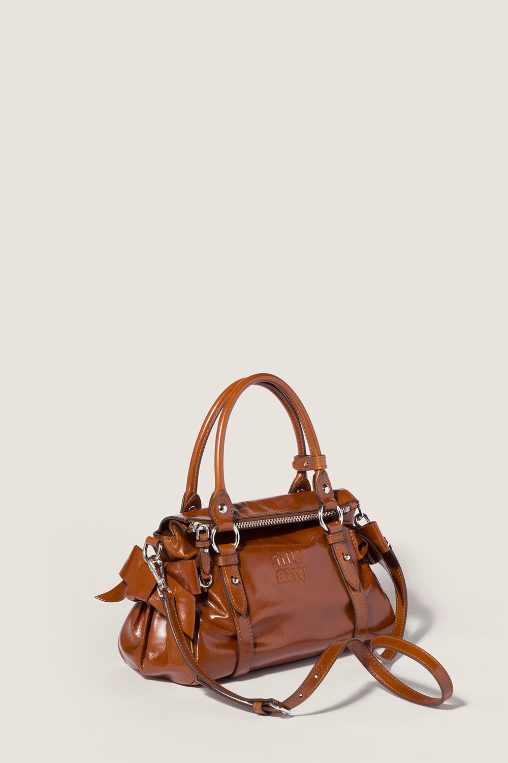 Shiny Leather Top-Handle Bag