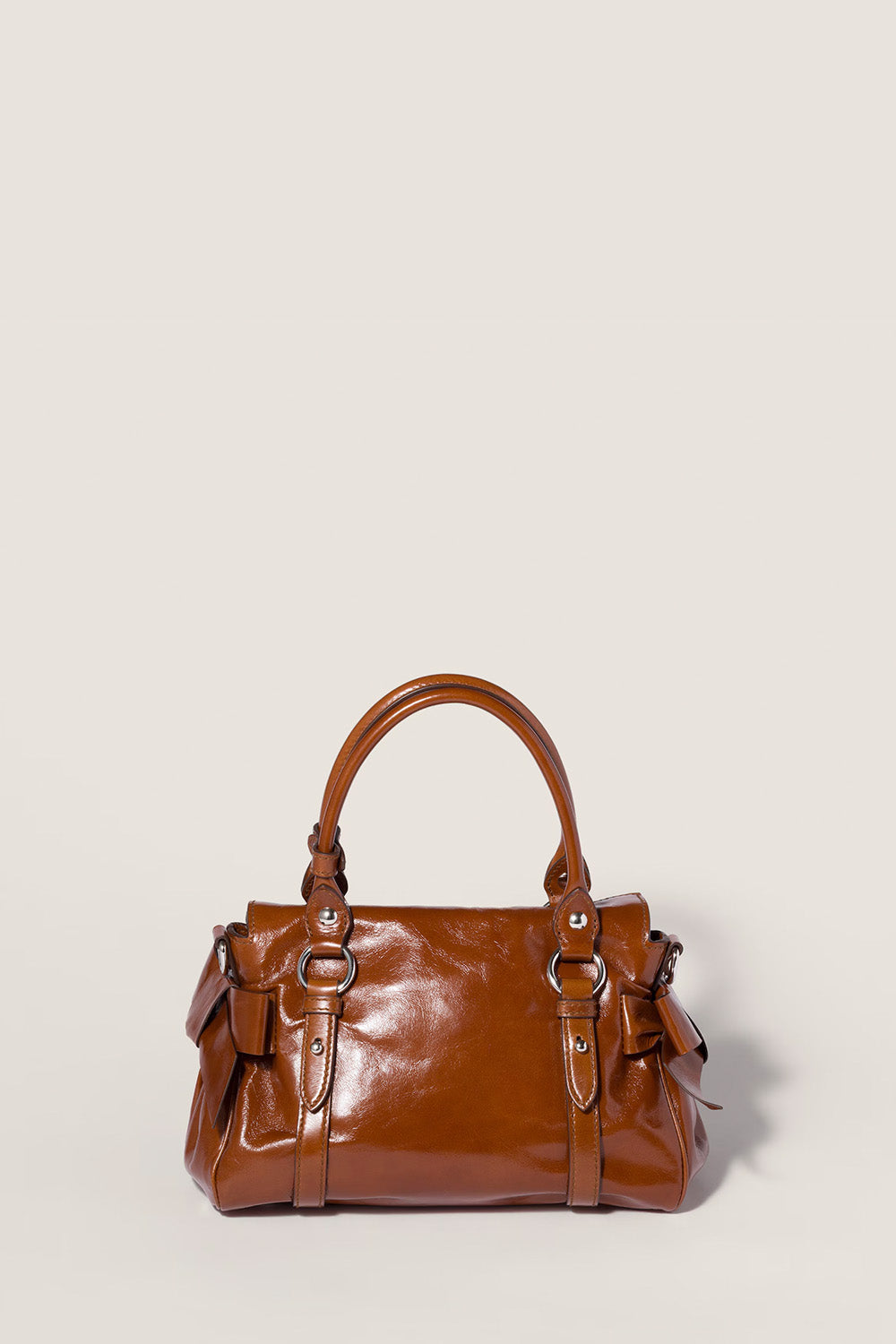 Shiny Leather Top-Handle Bag