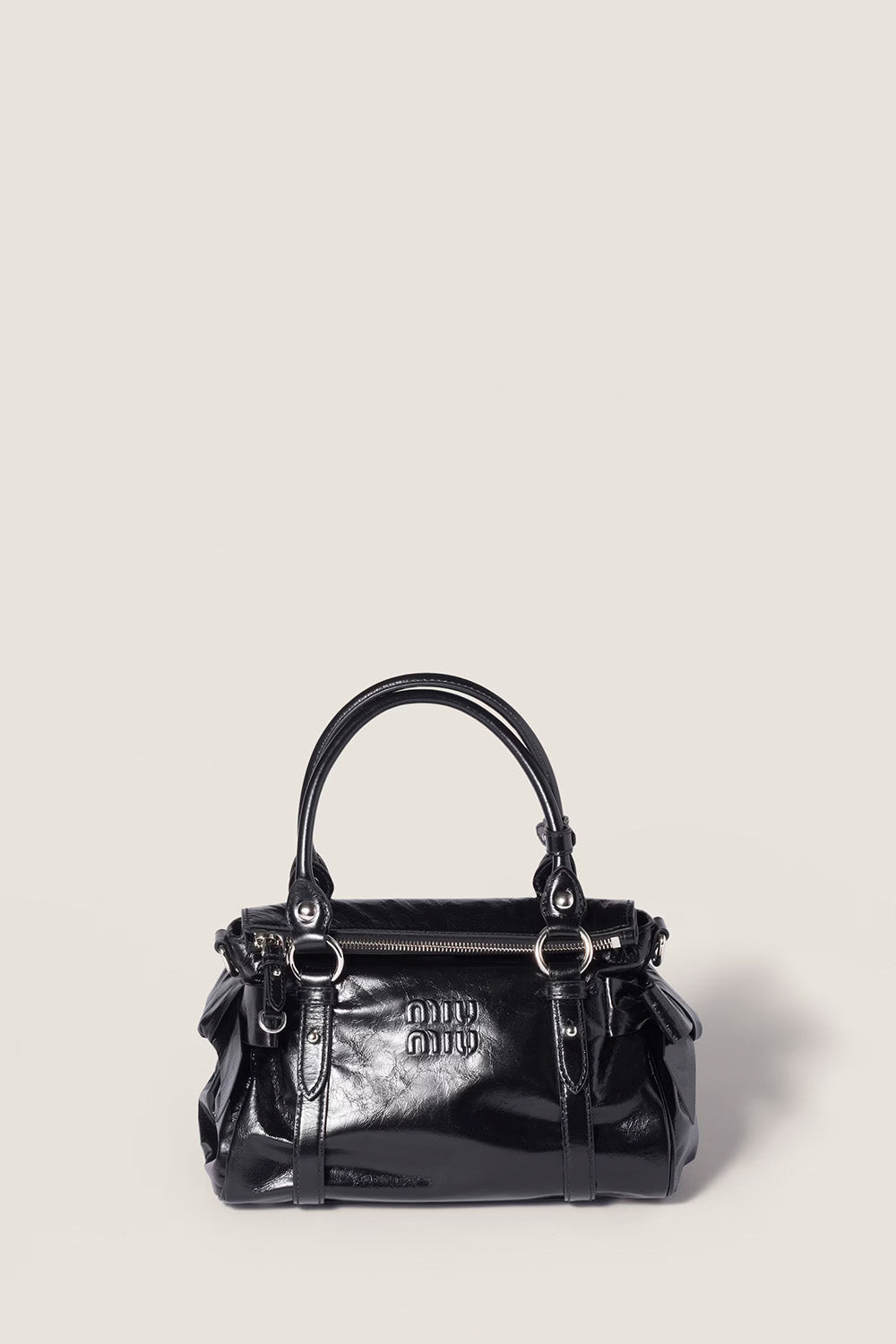 Shiny Leather Top-Handle Bag