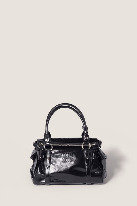 Shiny Leather Top-Handle Bag
