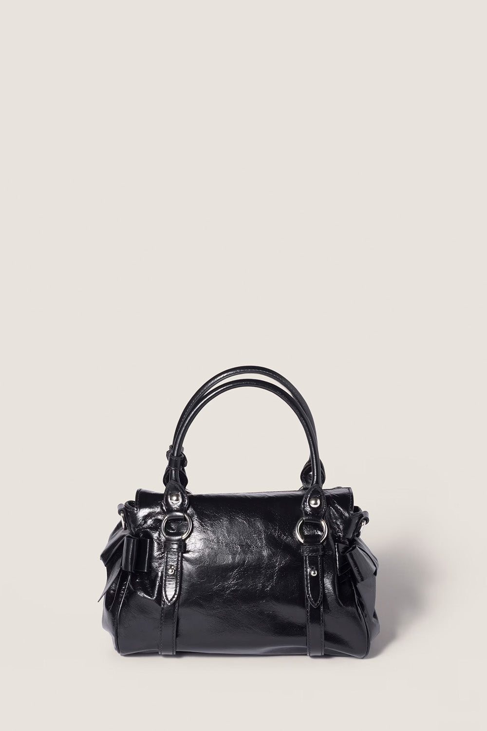 Shiny Leather Top-Handle Bag