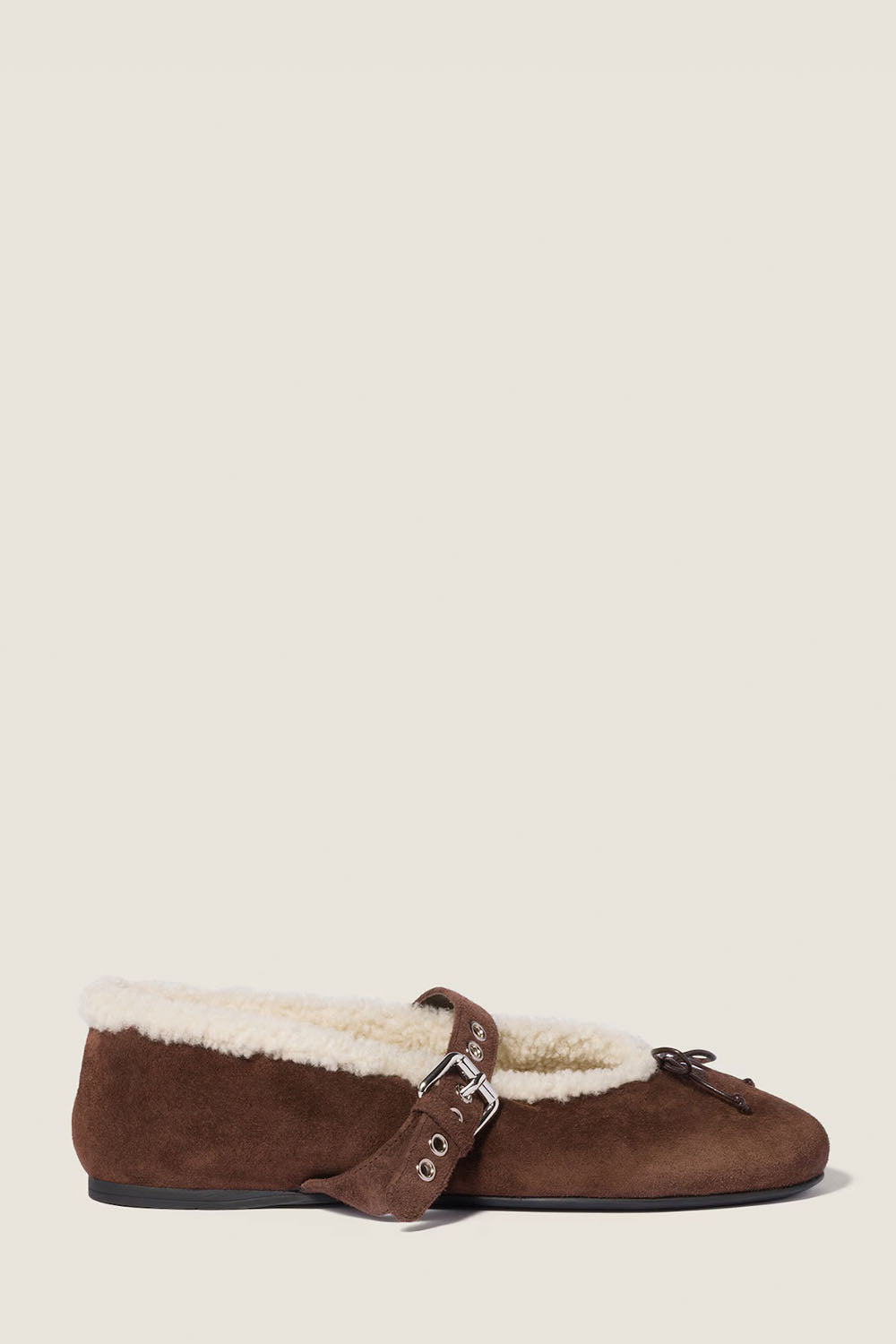 Suede And Shearling Ballerinas