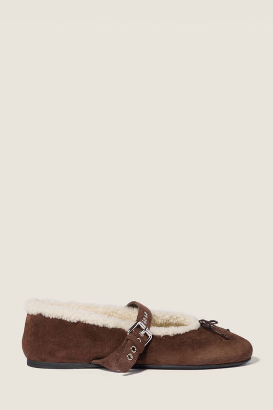 Suede And Shearling Ballerinas