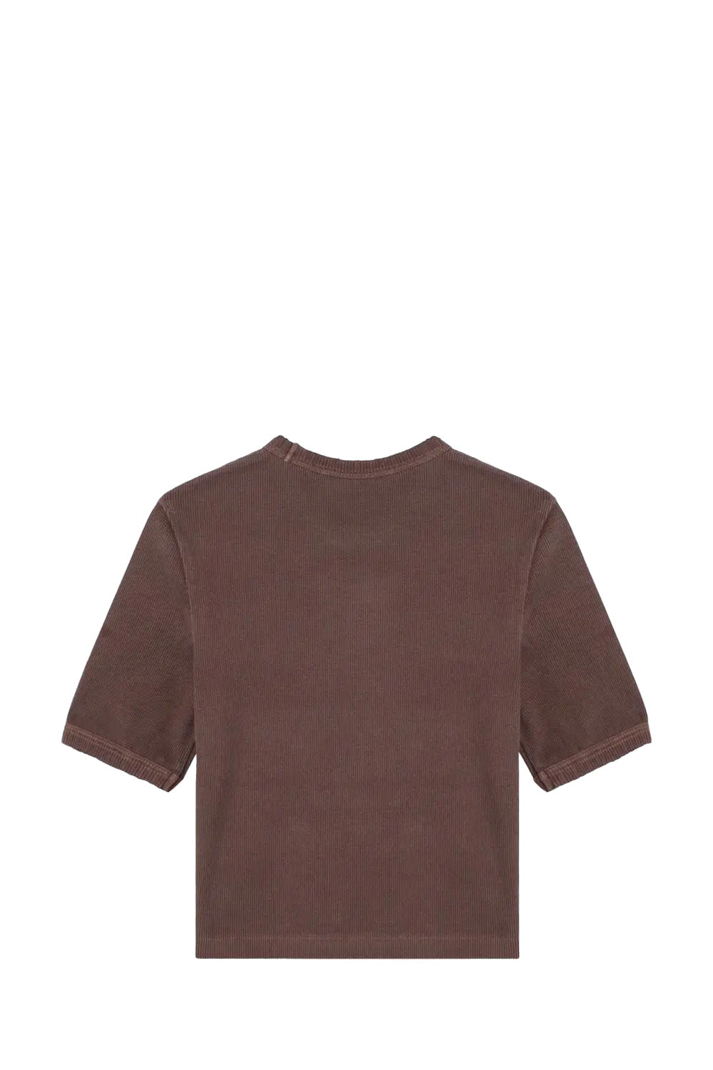 Miu Miu Brown Ribbed Cropped T-Shirt