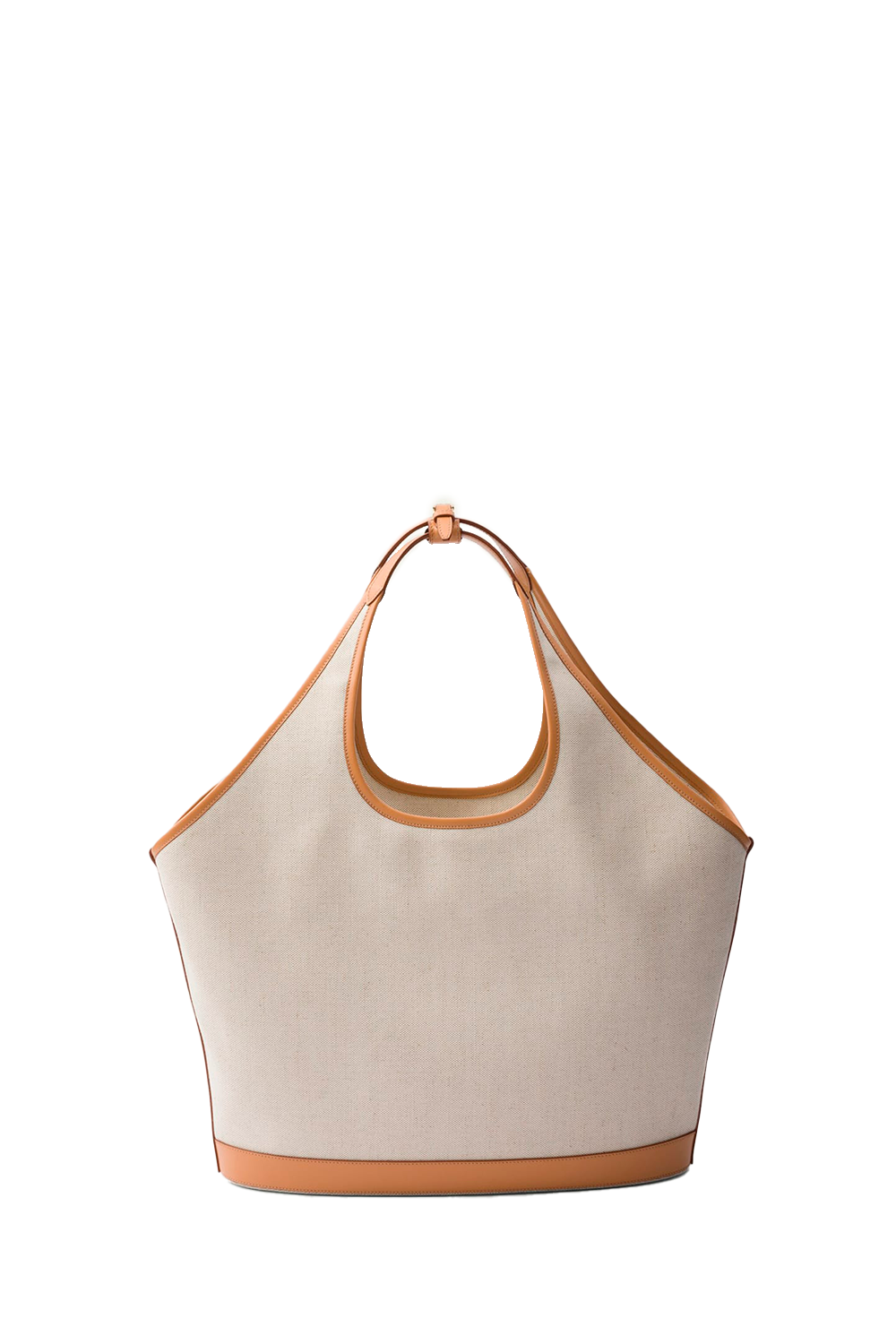 Linen Blend And Leather Tote Bag