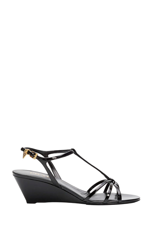 55mm Patent Leather Wedge Sandals