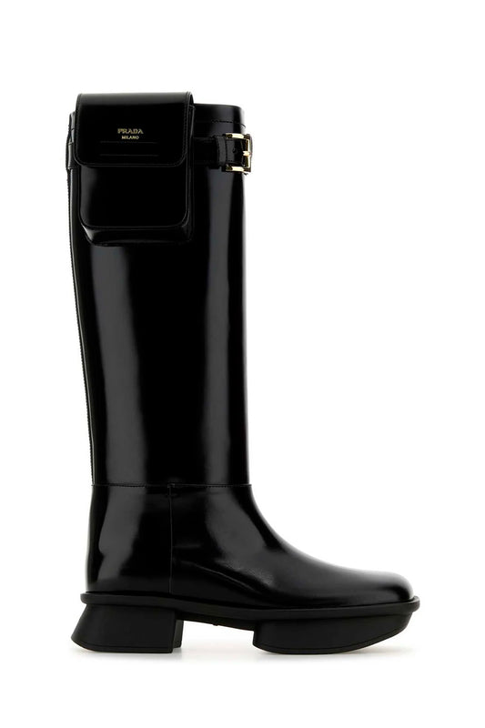 Block-Heeled Pouch Boots