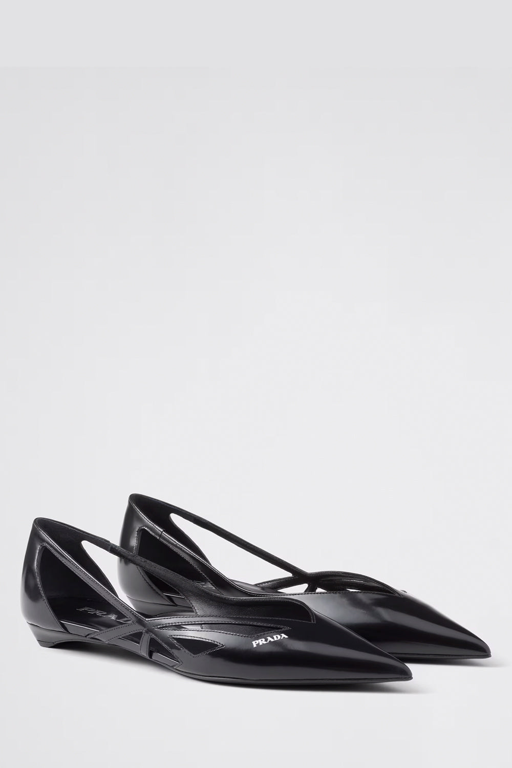 Brushed Leather Cut-Out Ballerinas