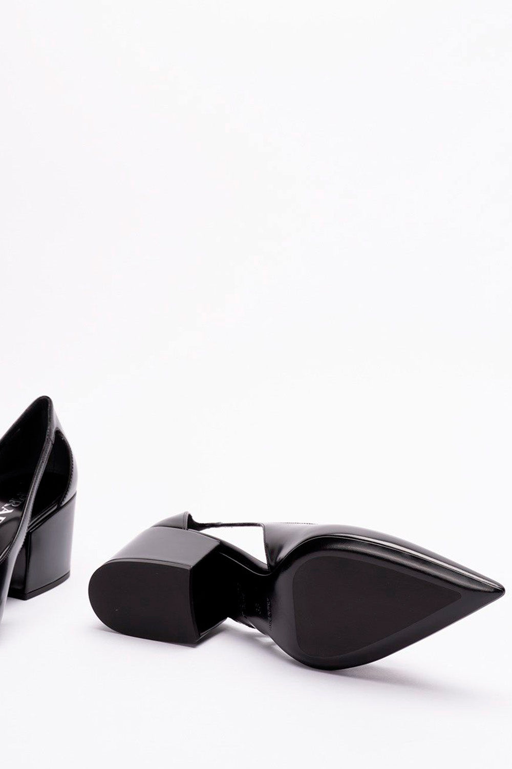 Brushed Leather Cut-Out Pumps