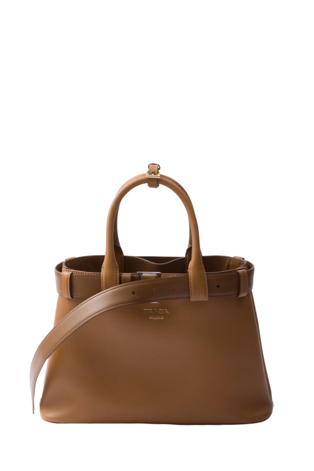 Prada Buckle Small Leather Bag With Belt