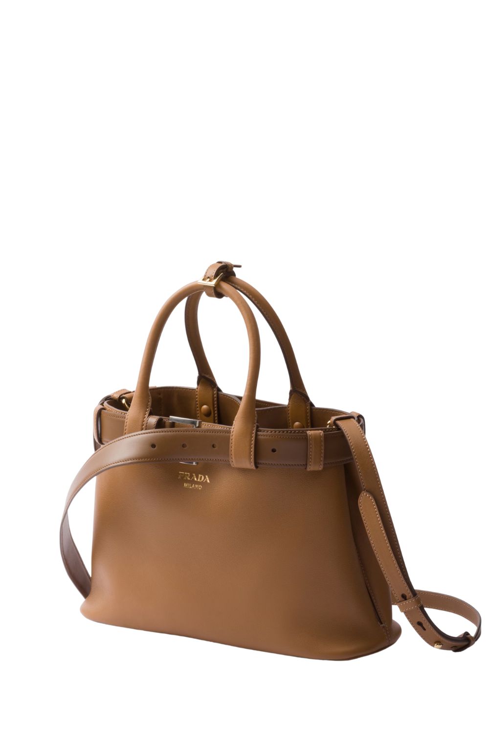 Prada Buckle Small Leather Bag With Belt