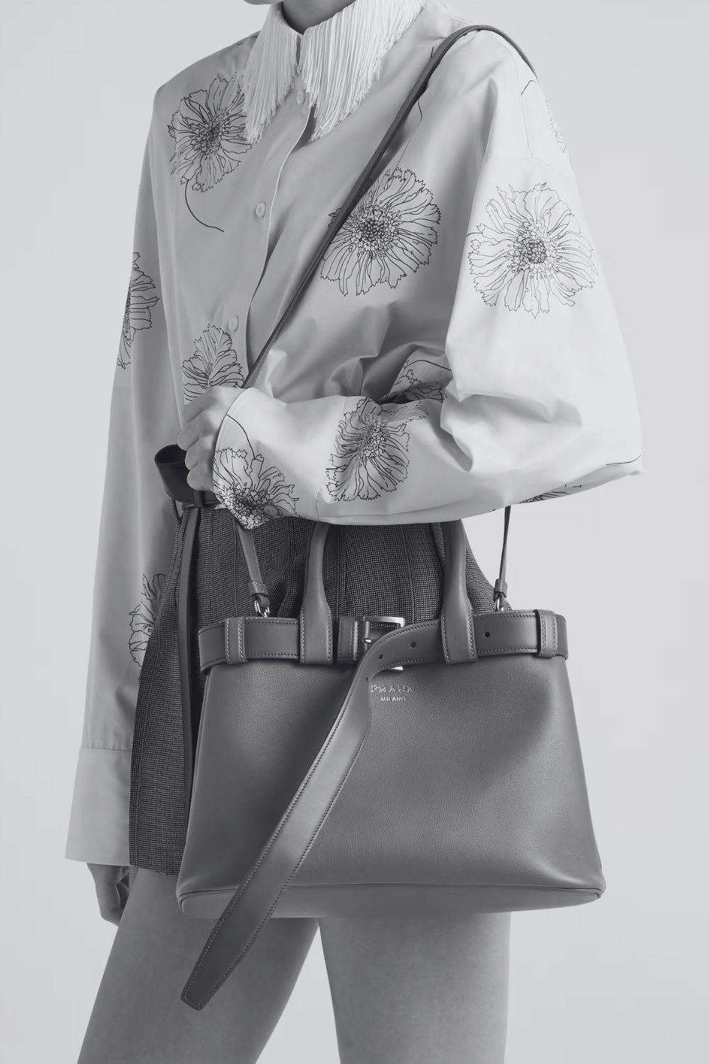 Prada Buckle Small Leather Bag With Belt