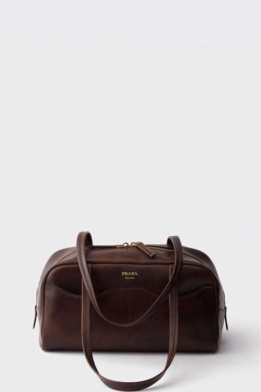 Carry Large Antiqued Leather Top-Handle Bag