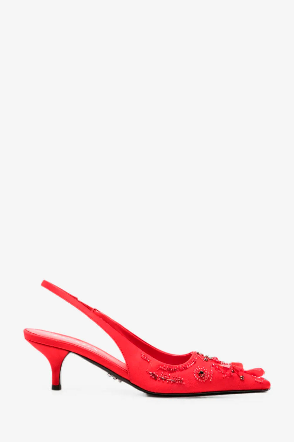 Embroidered Satin Slingback Pumps