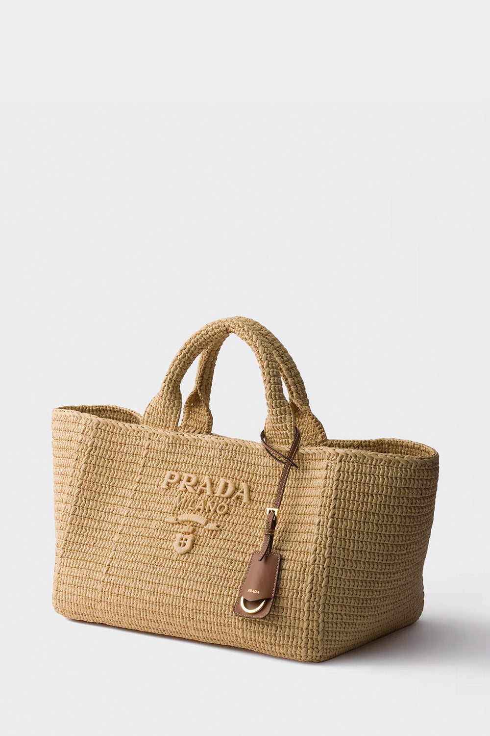 Large Crochet Tote Bag With Leather Details