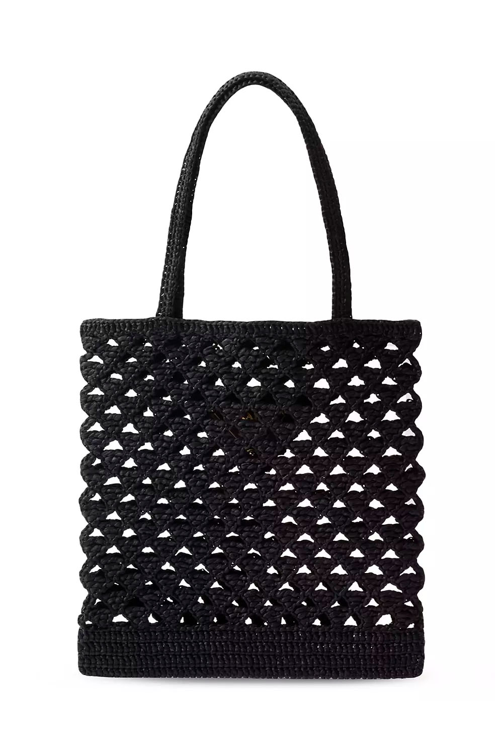 Medium Woven Fabric Crochet Tote Bag