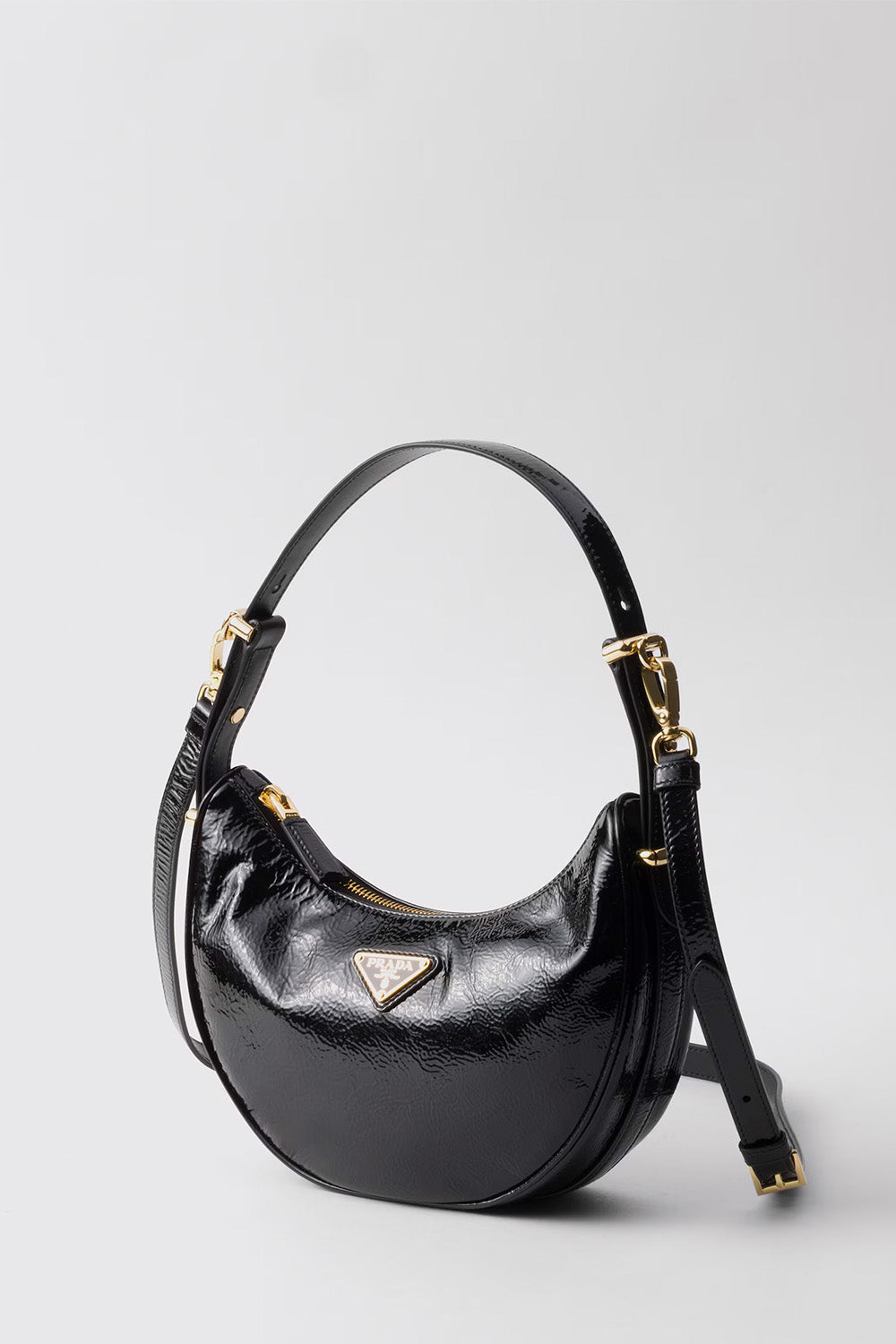 Prada Arqué Naplak Patent Leather Shoulder Bag