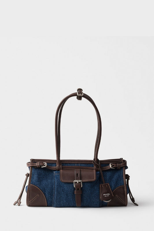 Prada Bonnie Medium Denim And Leather Handbag