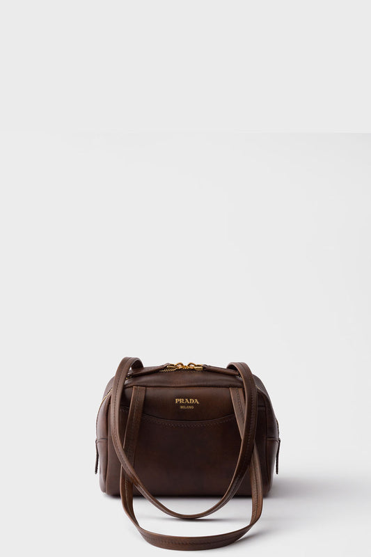 Prada Carry Antiqued Leather Top-Handle Mini-Bag