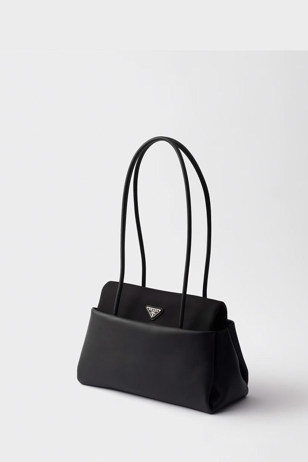 Prada Passage Medium Leather Bag With Re-Nylon Flap