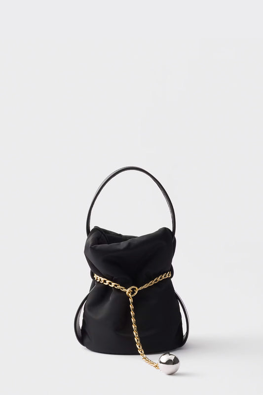 Prada Petit Sac Noir Mini Re-Nylon And Nappa Leather Bucket Bag