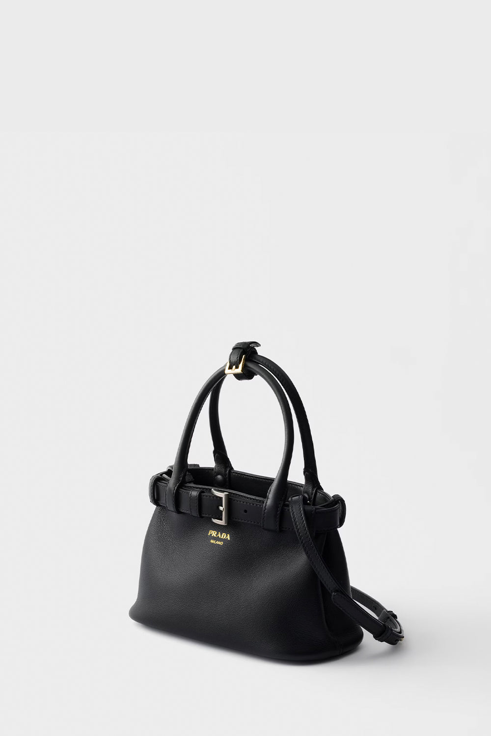 Prada Buckle Small Leather Bag With Belt