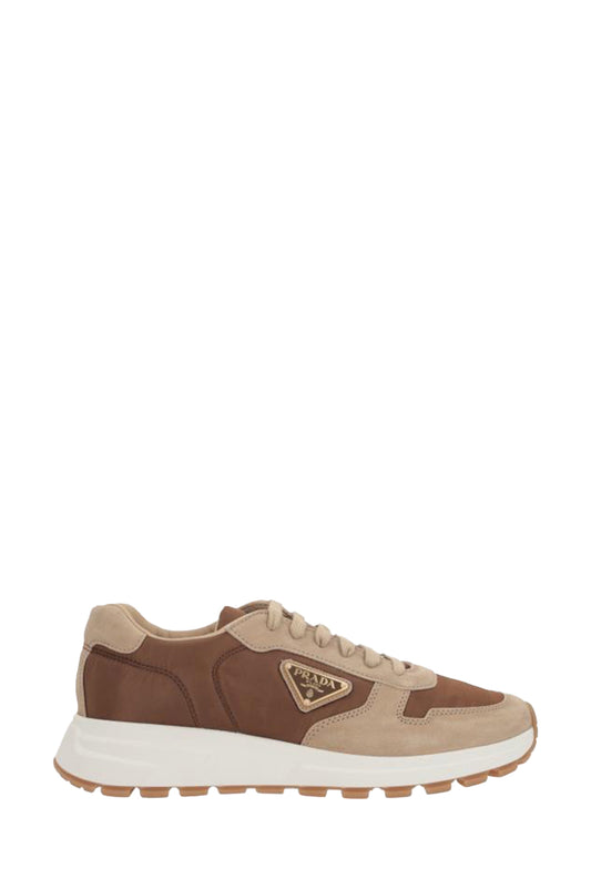 Prada Enamel-Triangle Lace-Up Sneakers