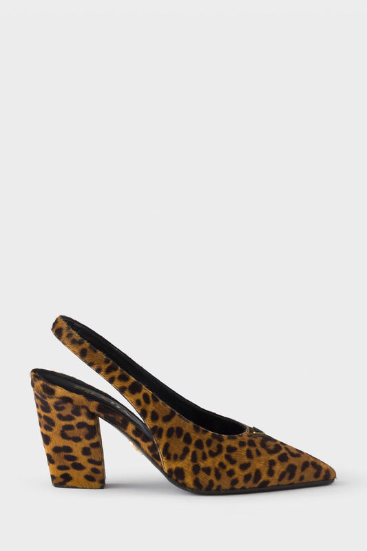 Printed Leather Slingback Pumps