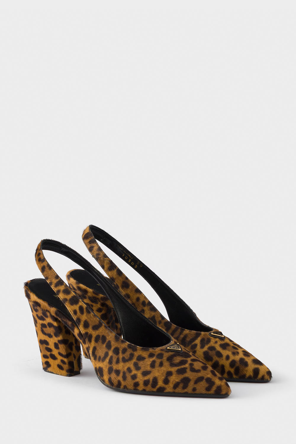 Printed Leather Slingback Pumps