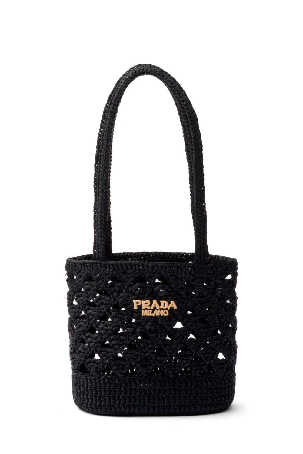 Logo-Embroidered Crochet Shoulder Bag