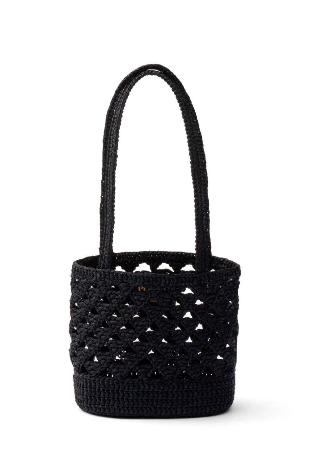 Logo-Embroidered Crochet Shoulder Bag