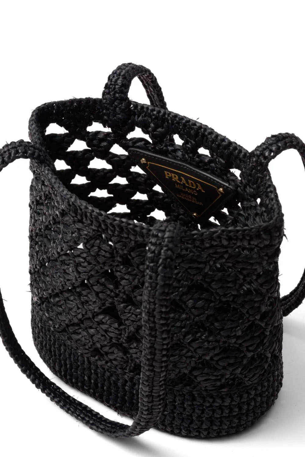 Logo-Embroidered Crochet Shoulder Bag