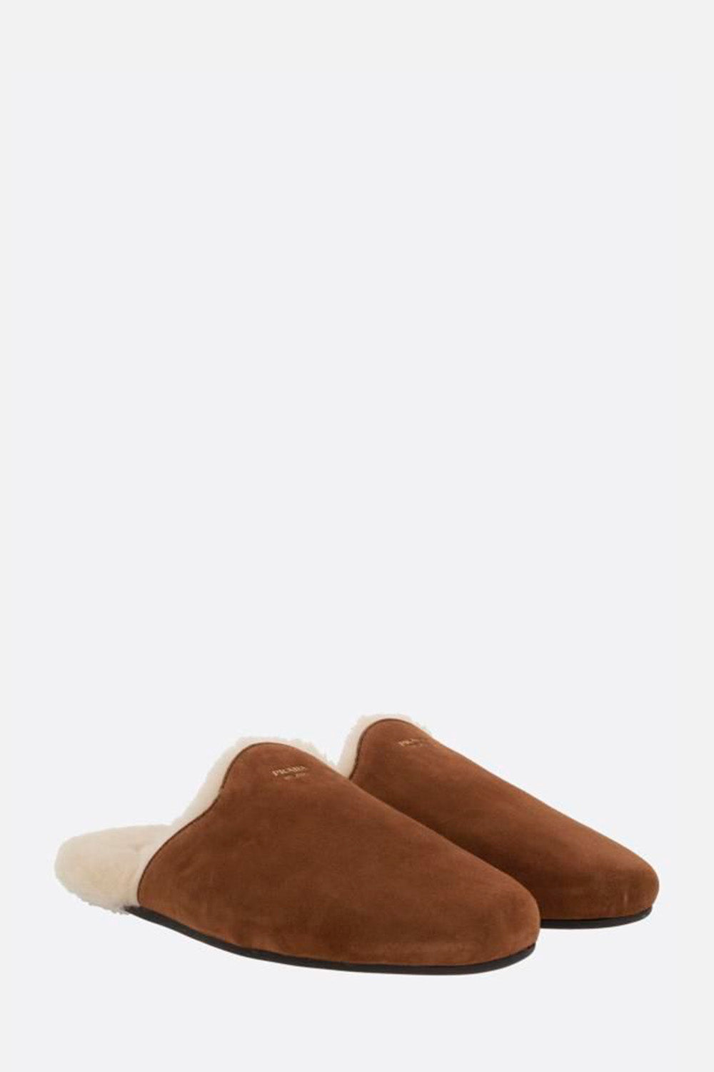 Suede And Shearling Flat Mules