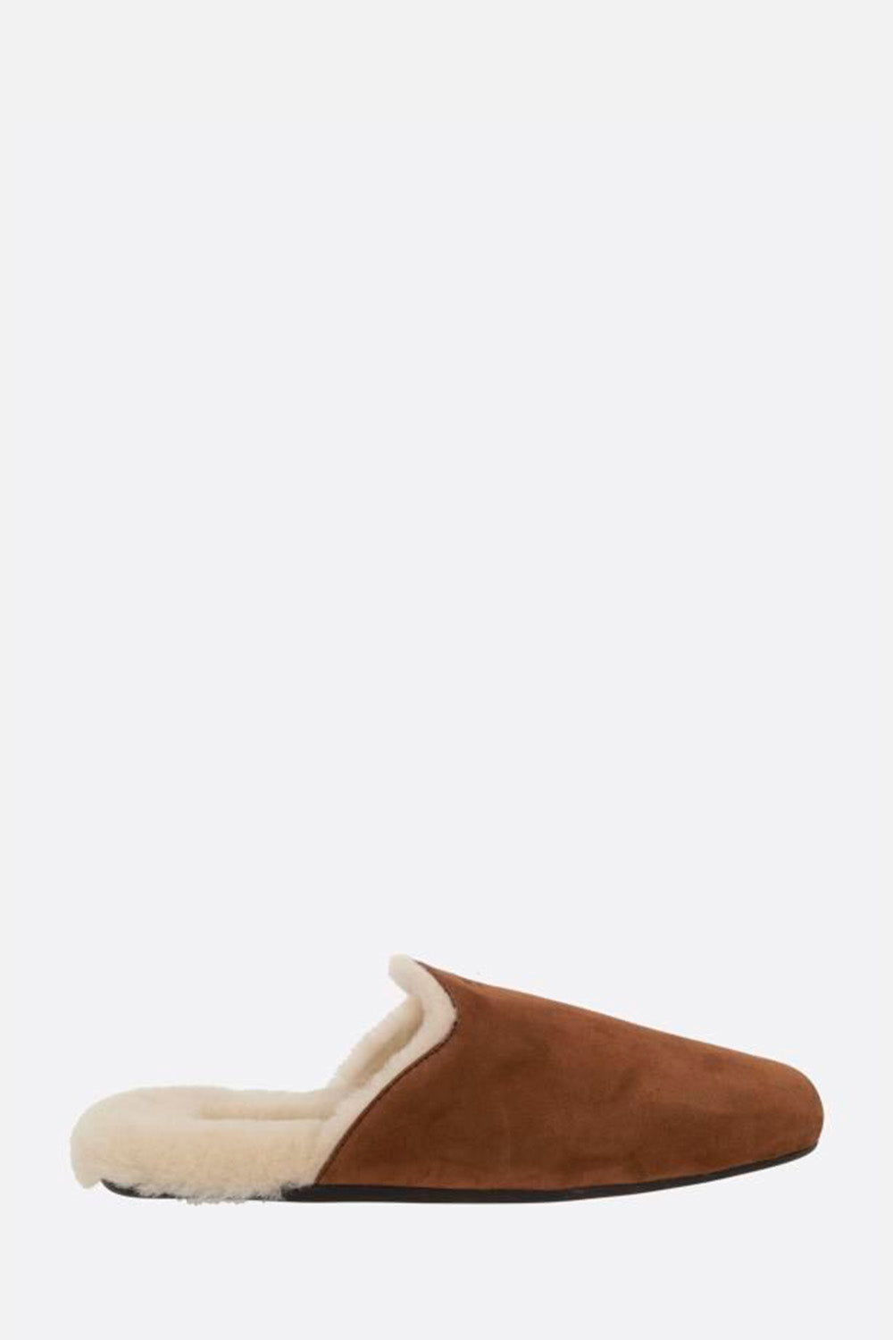 Suede And Shearling Flat Mules