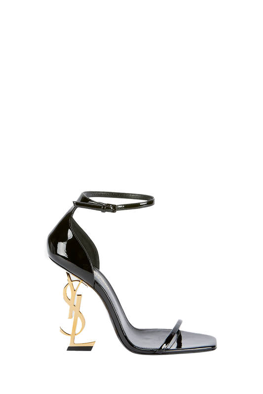 Opyum YSL Logo-Heel Sandals with Golden Hardware