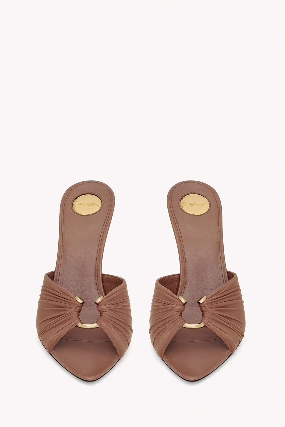 Lola Mules In Smooth Leather And Draped Jersey YSL