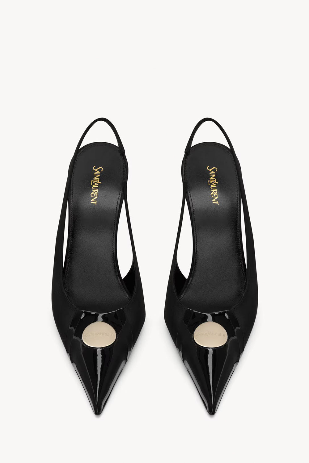 Louis Slingback Pumps In Patent Leather And Satin