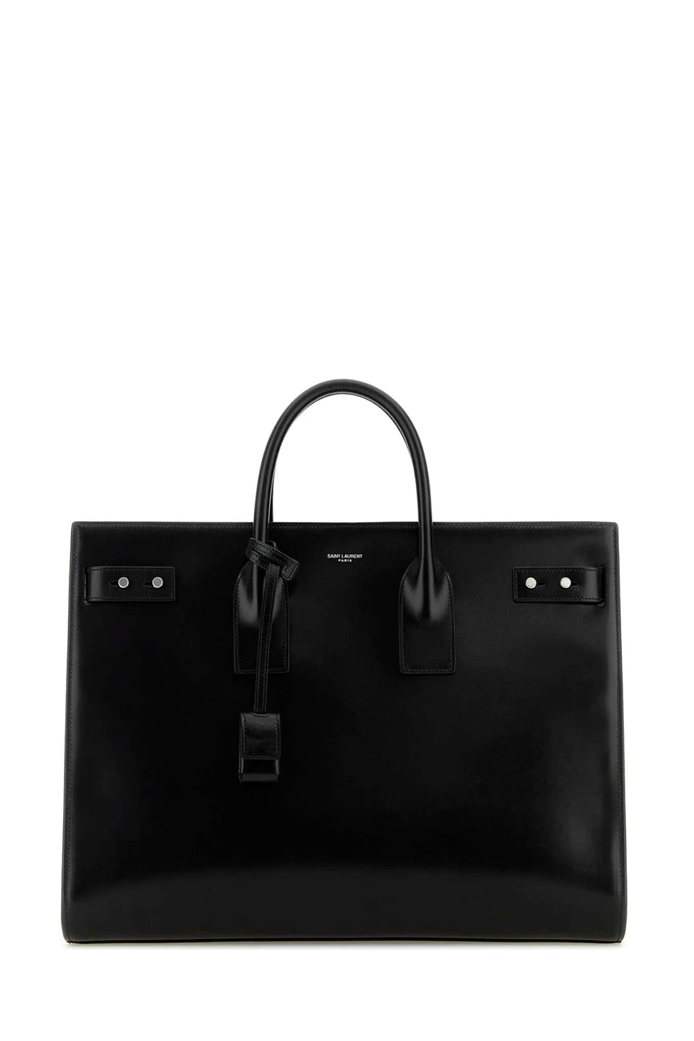 Sac De Jour Thin Large In Grained Leather - Black and Silver
