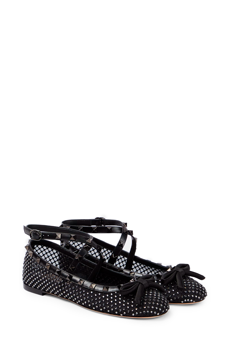 Rockstud Mesh Ballerina With Crystals