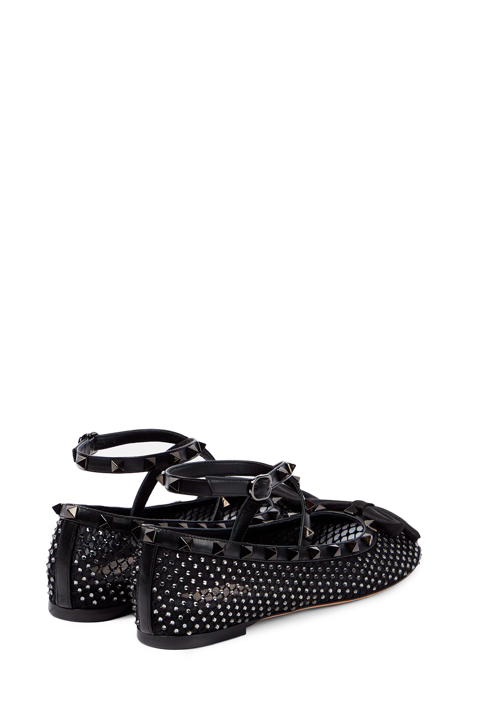 Rockstud Mesh Ballerina With Crystals