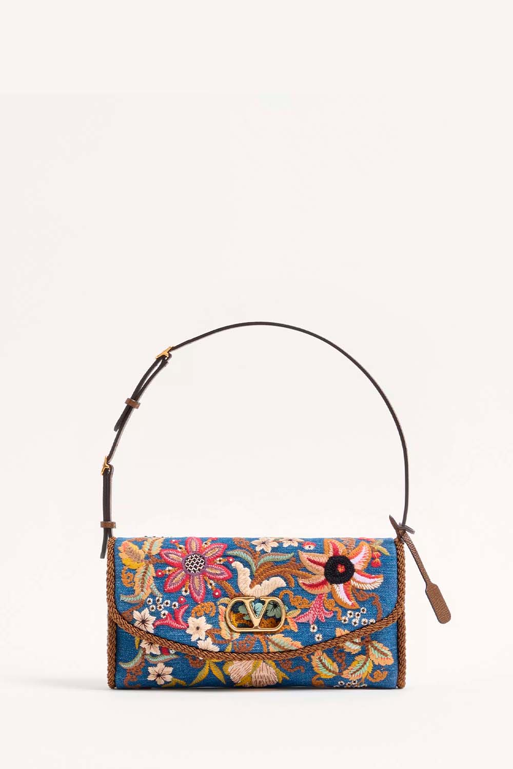 Devain Small Shoulder Bag In Embroidered Denim