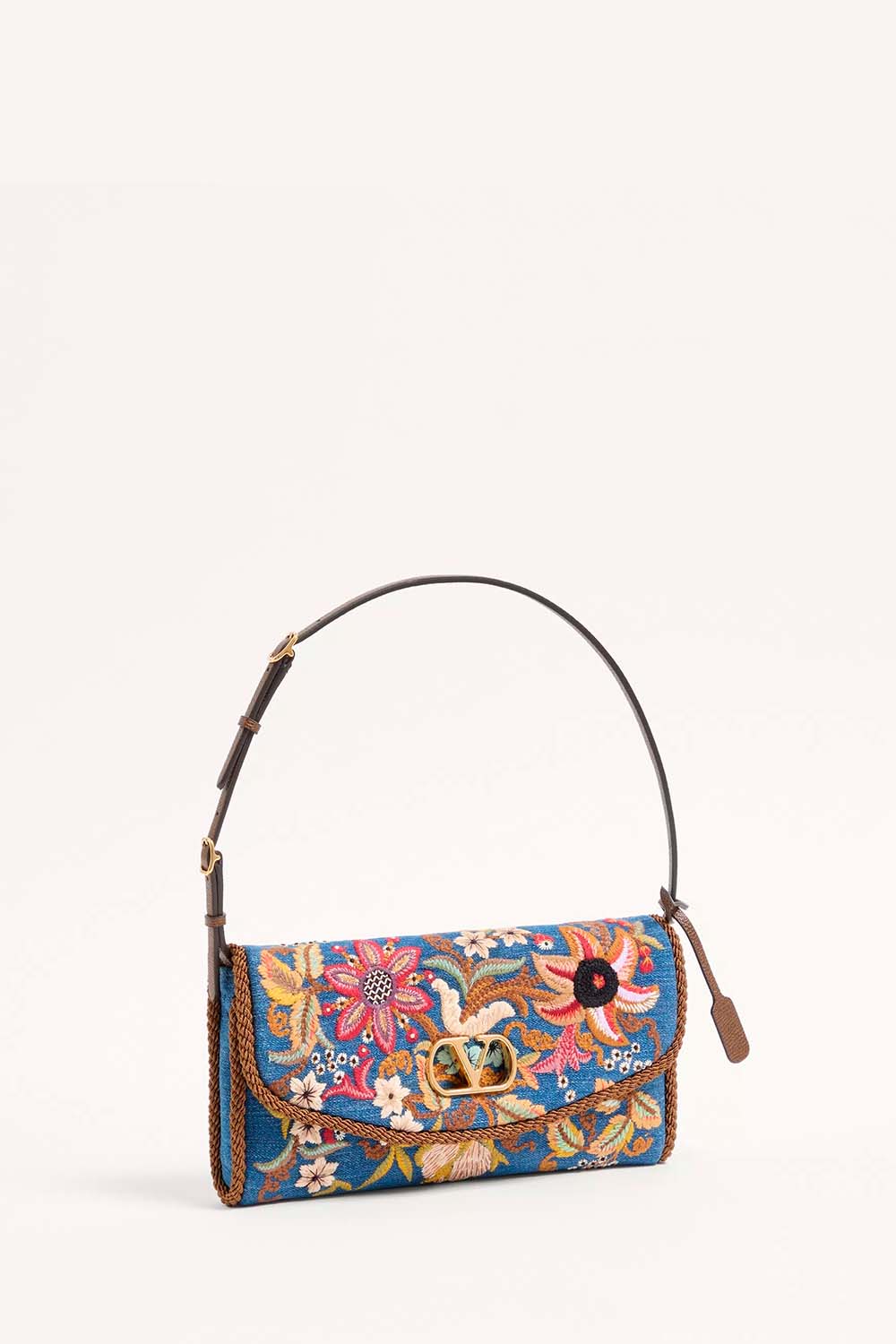 Devain Small Shoulder Bag In Embroidered Denim