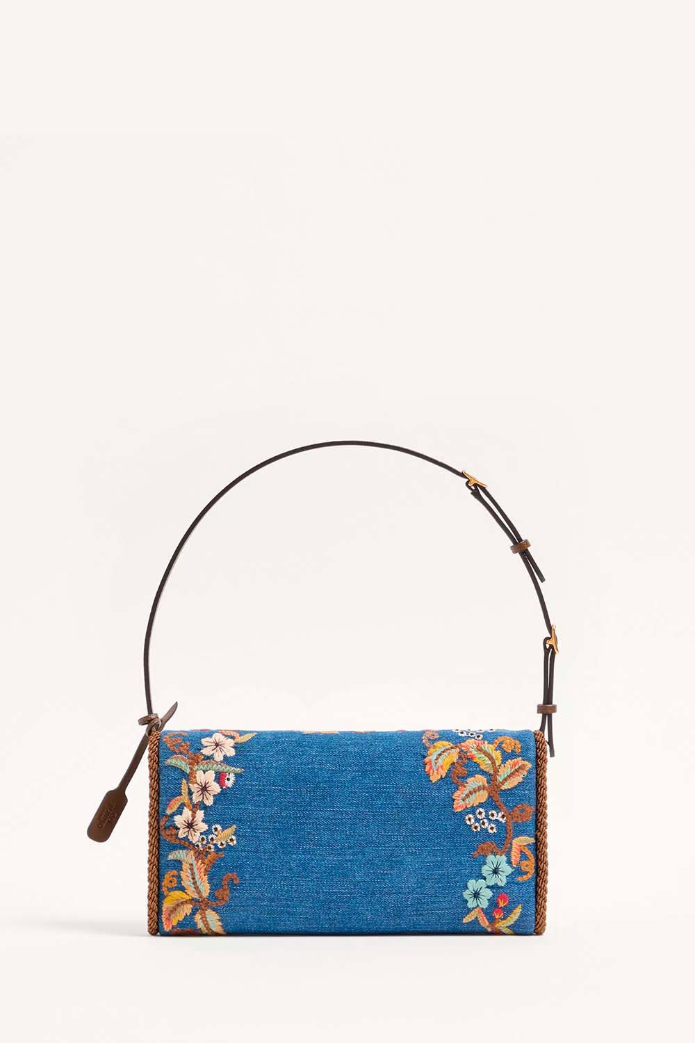 Devain Small Shoulder Bag In Embroidered Denim