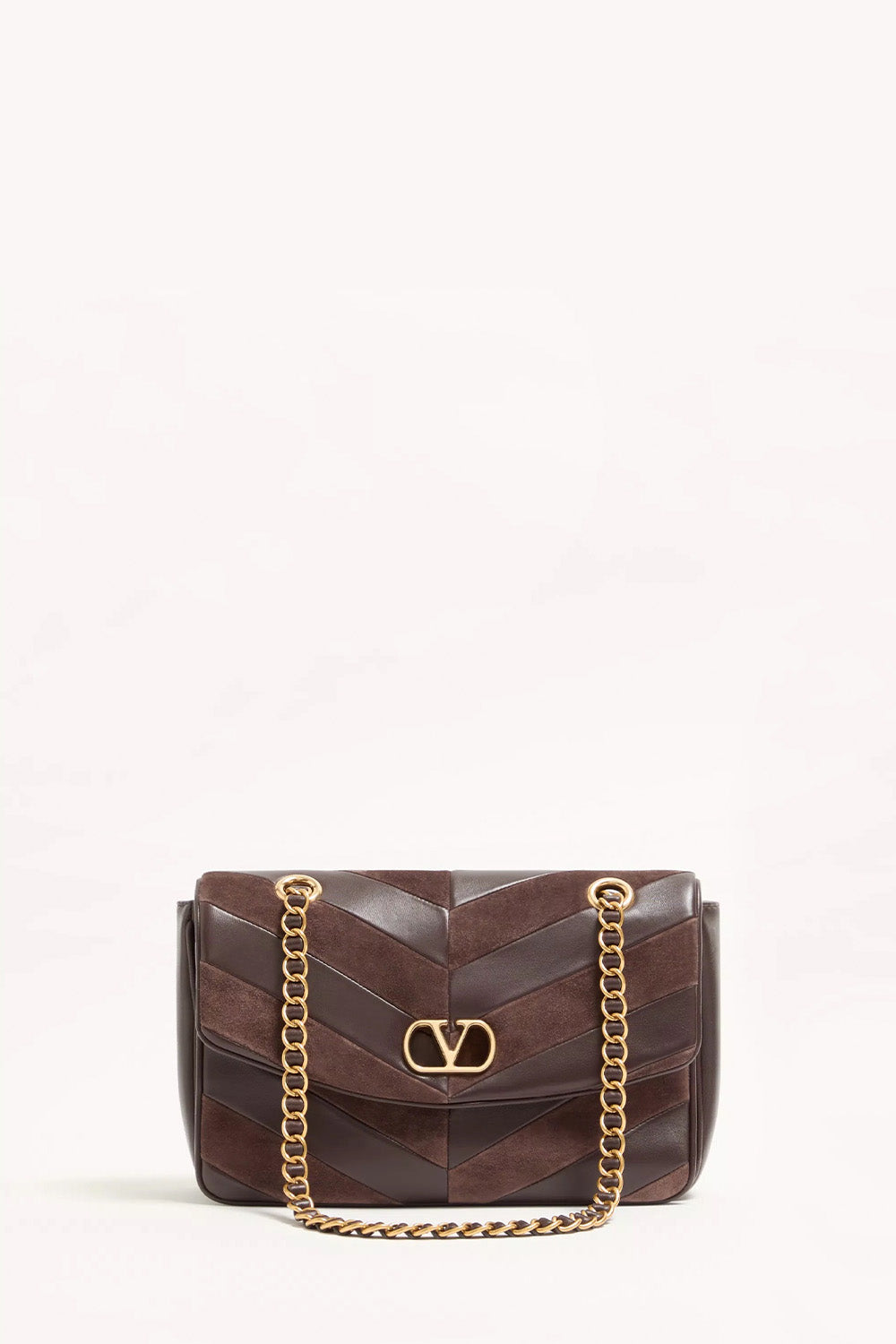 Djuna Medium Chain Bag In Suede And Nappa With Chevron Pattern