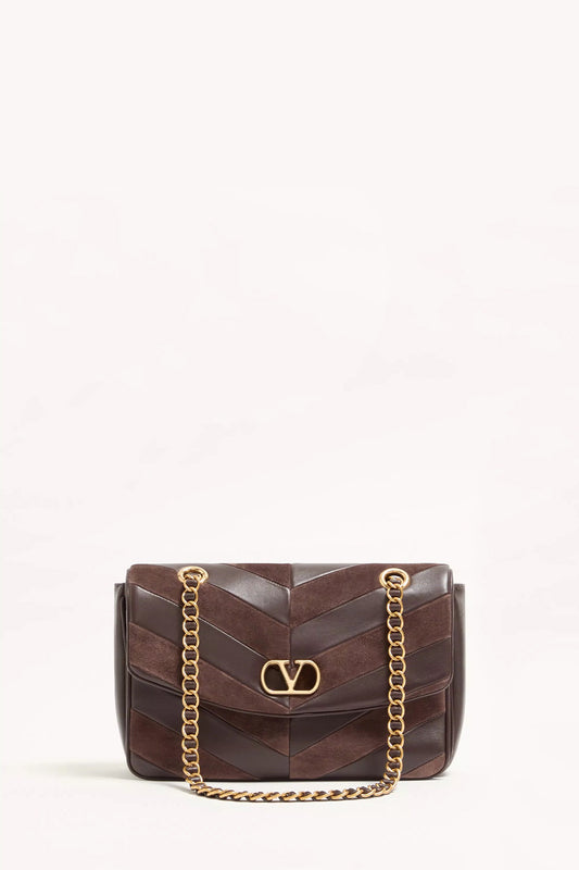 Djuna Medium Chain Bag In Suede And Nappa With Chevron Pattern