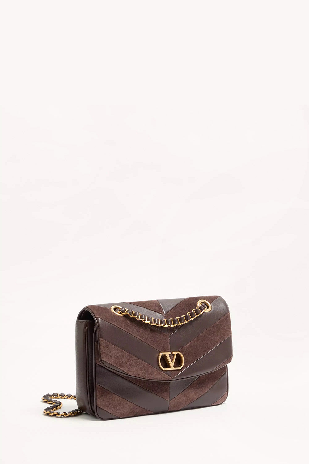 Djuna Medium Chain Bag In Suede And Nappa With Chevron Pattern