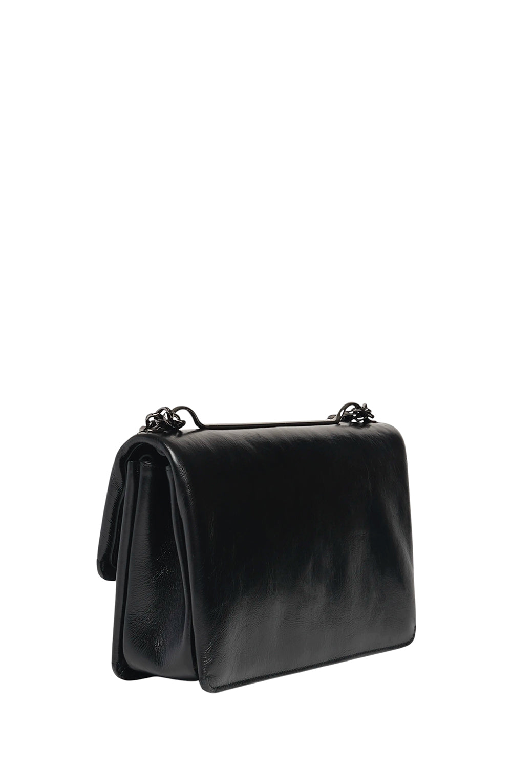 Medium Vlogo Glossy Leather Shoulder Bag